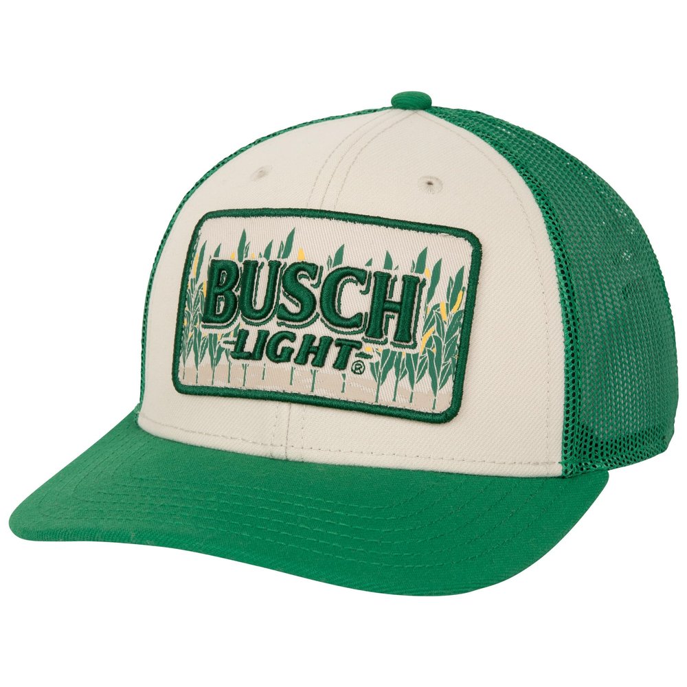 Brew City Beer Gear Busch Light Corn Stalks Adjustable Snapback Trucker Hat Green