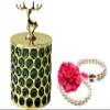 Glass Jewelry Organizer,Clear Crystal Jewelry Trinket Box Earrings Rings Treasure Storage Keepsake Box,Small Jewelry Organizer Box Deer Antler Shape Christmas Xmas Gift For Women Girls (Green) view 1
