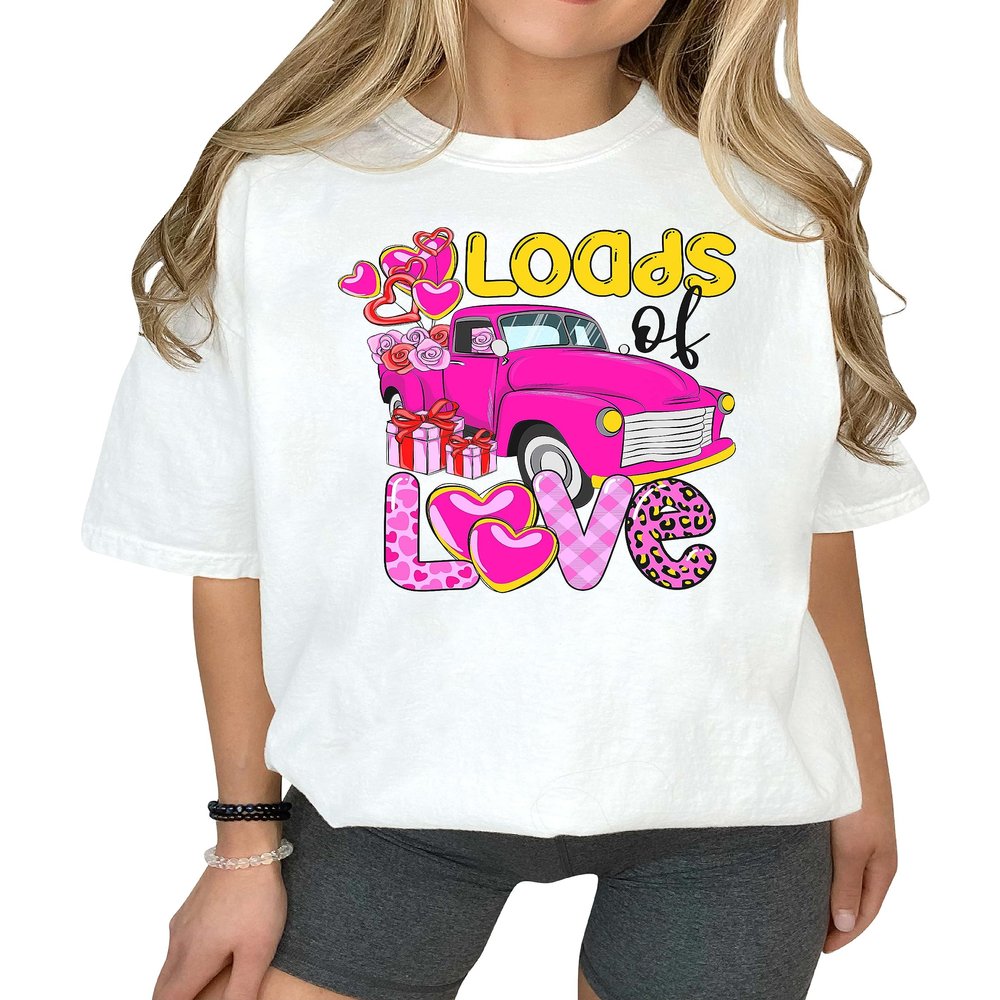 Loads of Love Shirt Valentine's Day Shirts Valentine Truck T-Shirt #00256_37