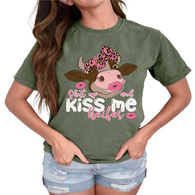 Shut Up and Kiss Me Heifer Shirt Valentine's Day Shirts Cute Valentines Day Gift Funny Kissing Cow Shirt #00257_16