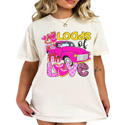 Loads of Love Shirt Valentine's Day Shirts Valentine Truck T-Shirt #00256_47