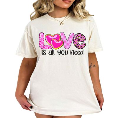 Love is All You Need Shirt Valentine's Day Shirts Cute Valentine Vneck T-Shirt #00254_66