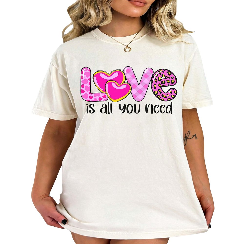 Love is All You Need Shirt Valentine's Day Shirts Cute Valentine Vneck T-Shirt #00254_66