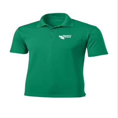 Sport Your Gear North Texas Mean Geen Prime Athletic Logo Micropique Moisture Wicking Lightweight Golf Polo (UNT Kelly Green, X-Large)