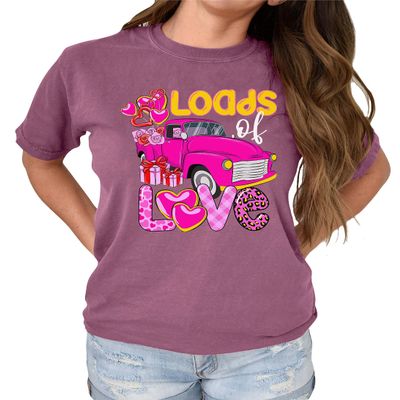 Loads of Love Shirt Valentine's Day Shirts Valentine Truck T-Shirt #00256_21