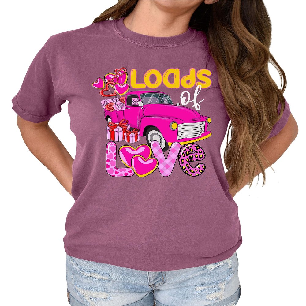 Loads of Love Shirt Valentine's Day Shirts Valentine Truck T-Shirt #00256_21