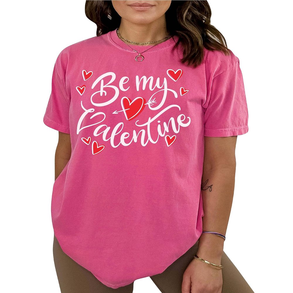 NACRE APPAREL Be My Valentine Shirt Cute Valentine Shirts Couple T-Shirts Valentine's Day Gift #00248_82