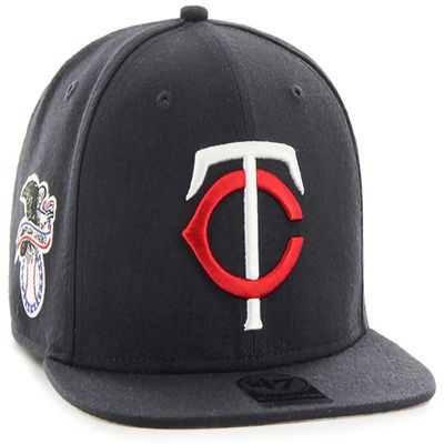 47 MLB Sure Shot Captain Hat Adjustable Structured 6-Panel Snapback Hat Cap, Adult One Size Fits All (One Size, Minnesota Twins)