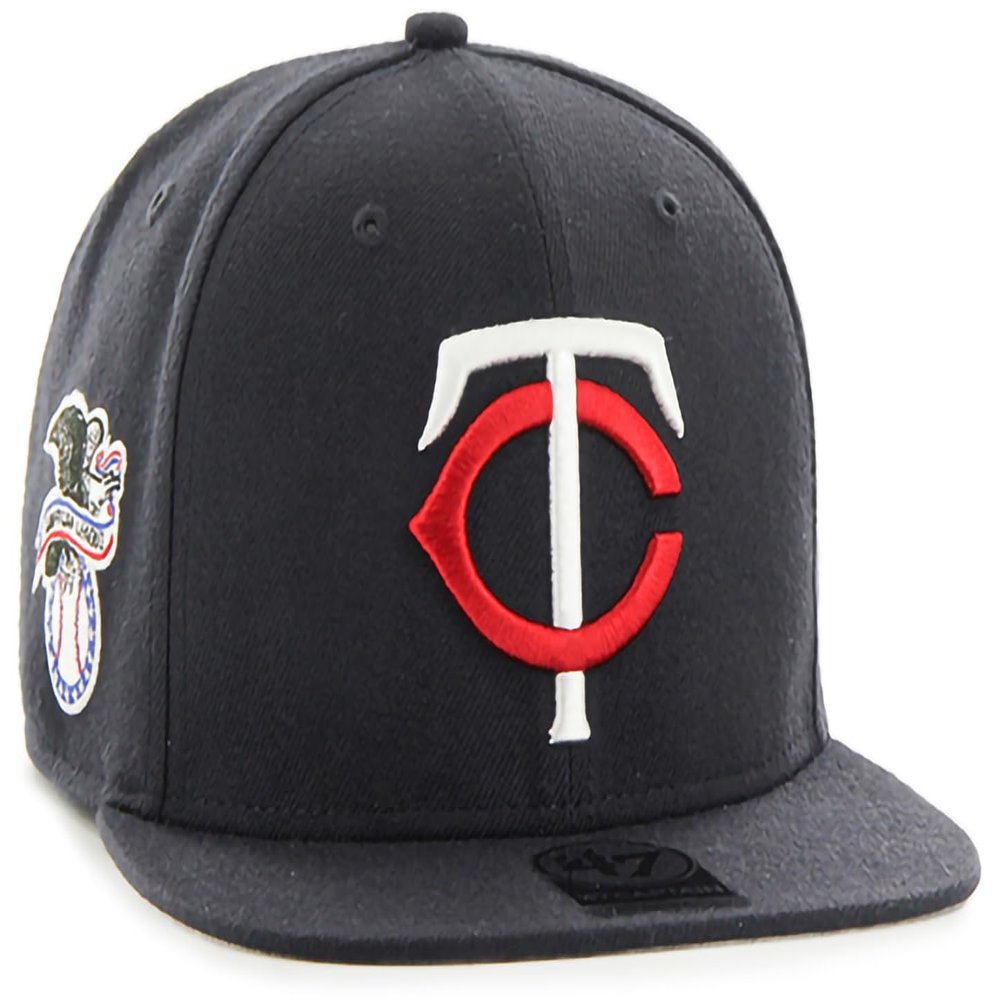 47 MLB Sure Shot Captain Hat Adjustable Structured 6-Panel Snapback Hat Cap, Adult One Size Fits All (One Size, Minnesota Twins)