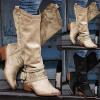 Cowgirl Boots Pink Glitter Cowboy Boots Women Western Boots Cowgirl Boots Ladies Pointy Toe Fashion Knee High Stitching Almond Chunky Heel Retro Classic Boot Pull-On view 3
