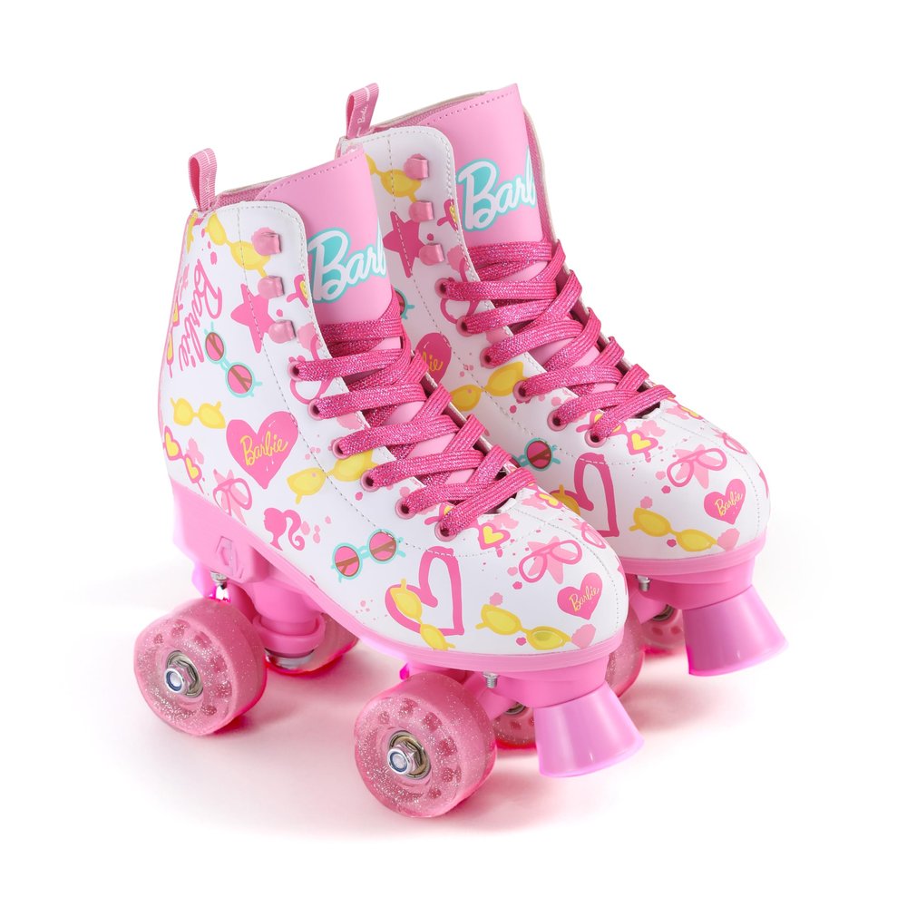 Barbie Roller Skates for Girls - Adjustable Sizes 12-2, Glitter Wheels, ABEC 5 Bearings - Durable PVC Material, Foam Shoe Lining - Perfect for Active Fun and Adventures