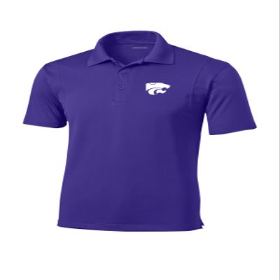 Sport Your Gear Kansas State Wildcats Prime Athletic Logo Micropique Moisture Wicking Lightweight Golf Polo (Purple -Large)