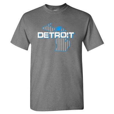 Xtreme Apparrel Detroit Football Field Fans Shirt (Charcoal T-Shirt, 2XL)