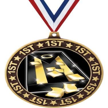 2.75" 1st Place Cornhole Shadow Medal Award, Gold Trophy Medal 50 Pack