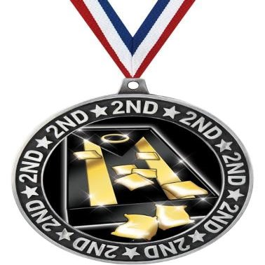 2.75" 2nd Place Cornhole Shadow Medal Award, Silver Trophy Medal 20 Pack