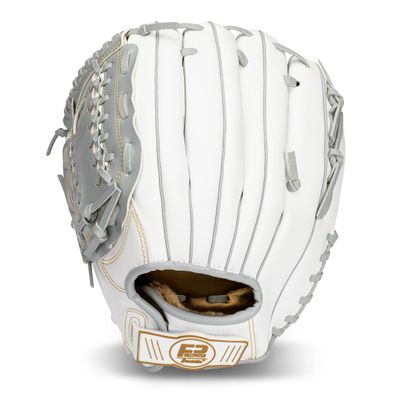 Franklin Sports Fastpitch Softball Glove - Field Master Fastpitch + Slowpitch Mitt - Women's + Girls' Lefty Glove - Adult + Youth - Left Hand Throw - 12.0" - White + Grey