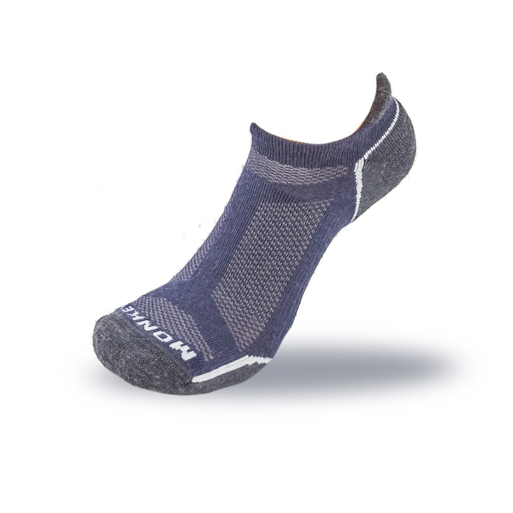 Fish Monkey SM200 Lightweight Tab - No Show Moisture Wicking - Ventilated Merino Wool Arch Compression Cushioned Heel for Men and Women (Navy - Large)