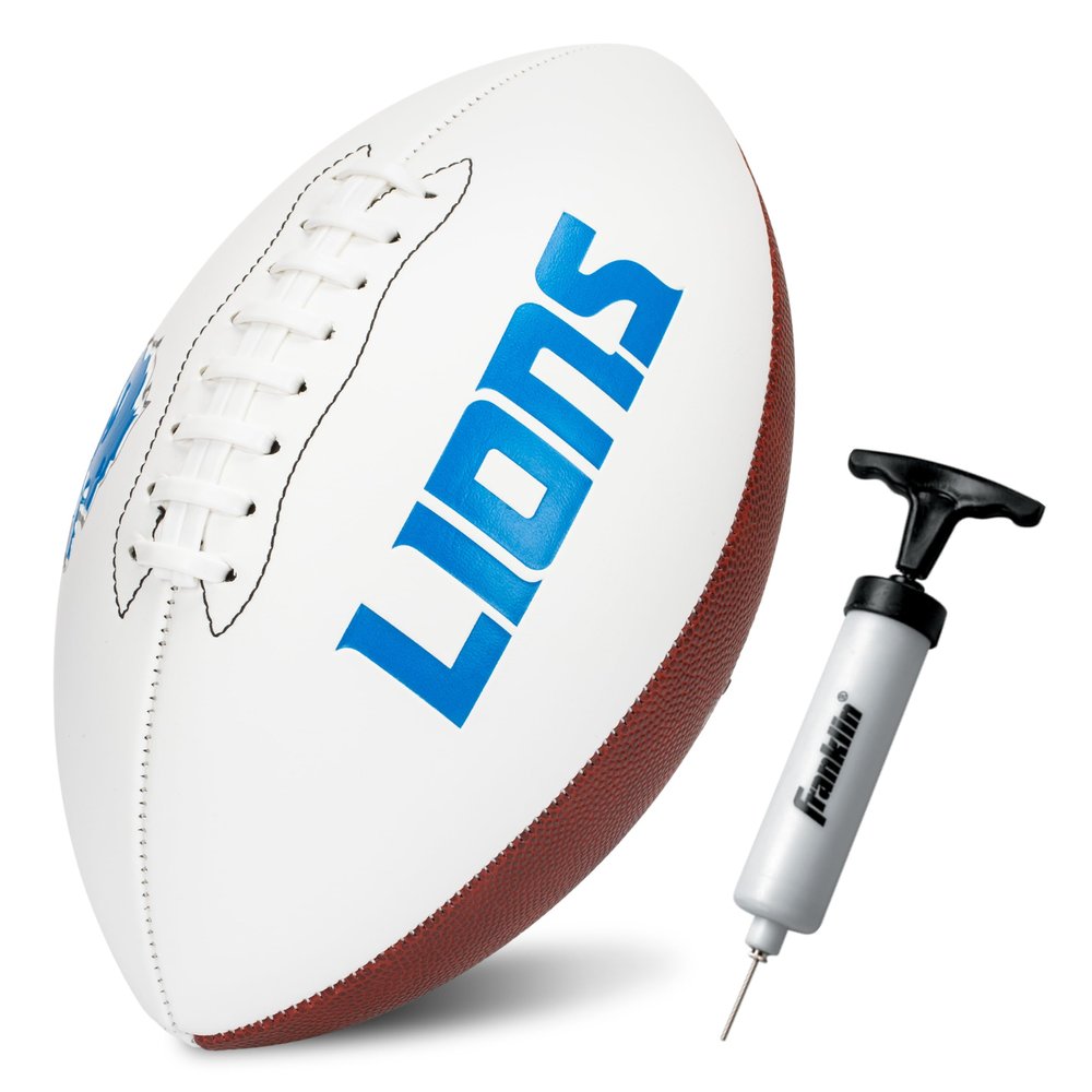 Franklin Sports NFL Detroit Lions Autograph Football - Official Size White Panel Souvenir Football for Autographs + Signatures - NFL Team Fan Shop Memorabilia Ball for Display