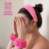 Drip Eraser by The Original Makeup Eraser, Absorbent Headband and Wristbands Collect Water During Face Washing, 3 Piece Spa Set, One Size Fits Most, Original Pink view 3