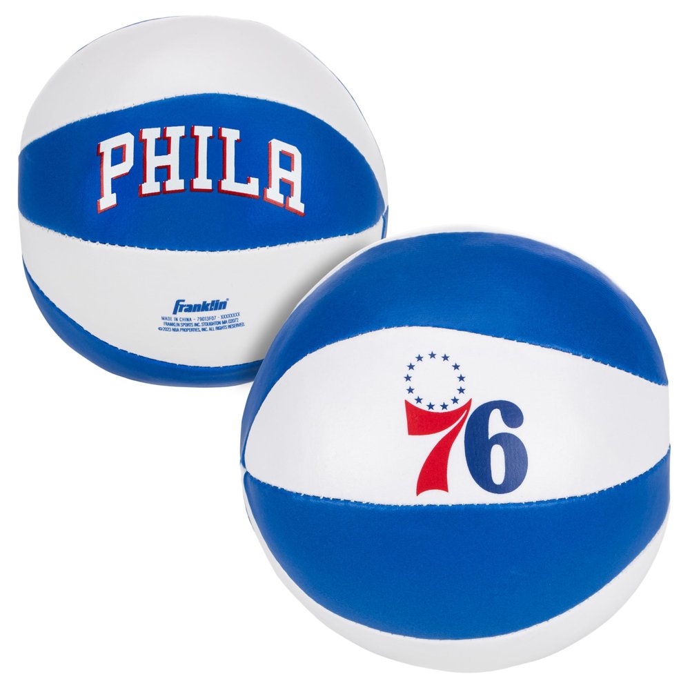 Franklin Sports NBA Philadelphia 76ers Toy Basketballs - 2 Pack of Kids Soft Mini Basketballs for Over the Door + Indoor Hoops - NBA Fan Shop Kids Soft Toy Balls - (2) Mini Balls Included