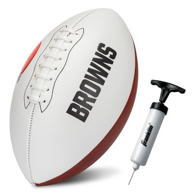 Franklin Sports NFL Cleveland Browns Autograph Football - Official Size White Panel Souvenir Football for Autographs + Signatures - NFL Team Fan Shop Memorabilia Ball for Display