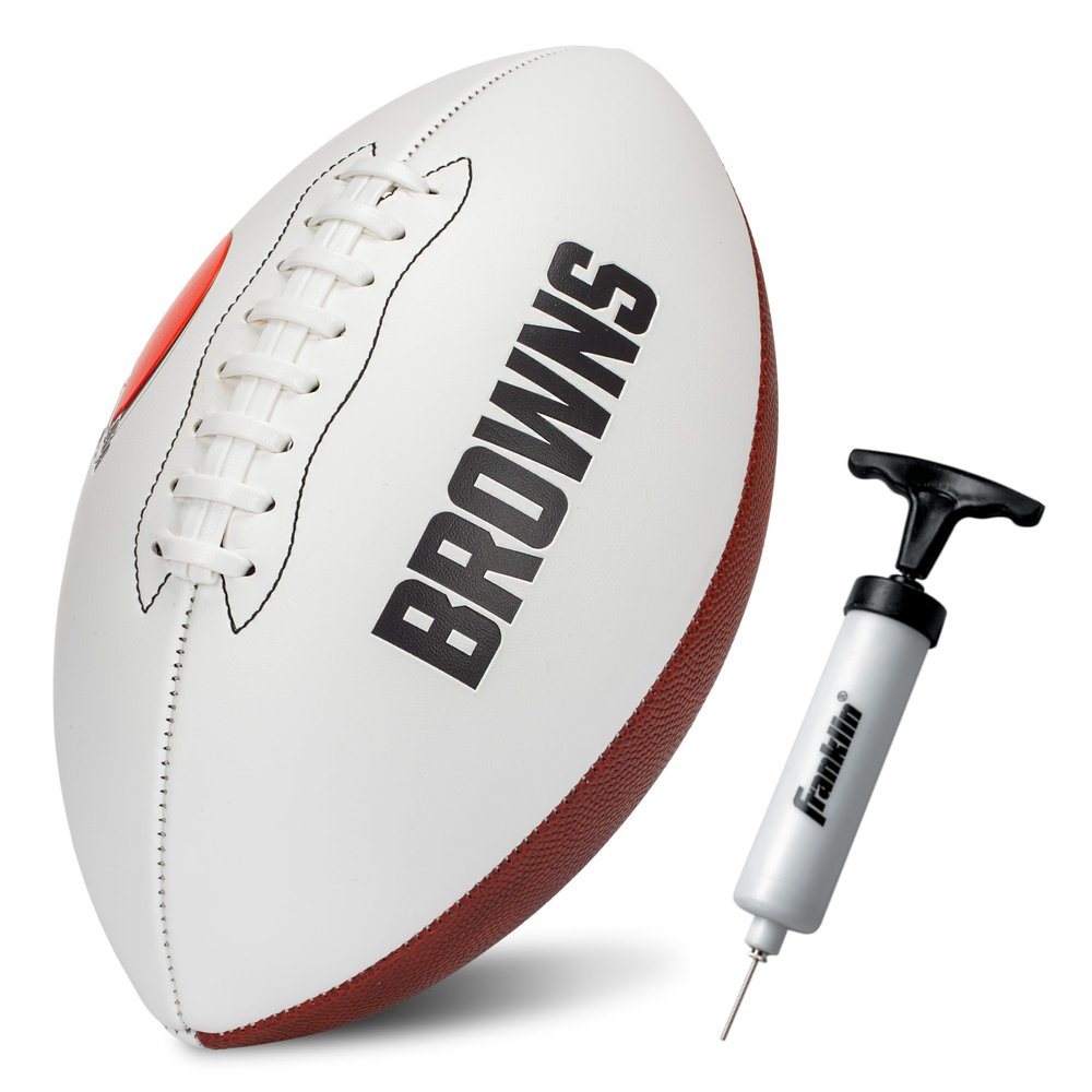 Franklin Sports NFL Cleveland Browns Autograph Football - Official Size White Panel Souvenir Football for Autographs + Signatures - NFL Team Fan Shop Memorabilia Ball for Display