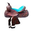 8" 10" 12" 13" Western Kids Horse Barrel Saddle for Horse Riding, Floral Tooled Saddle with Silver Conchos Black Pink Turquoise (12" Seat, Turquoise 01) view 1
