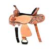 8" 10" 12" 13" Western Kids Horse Barrel Saddle for Horse Riding, Floral Tooled Saddle with Silver Conchos Black Pink Turquoise (12" Seat, Black 01) view 1