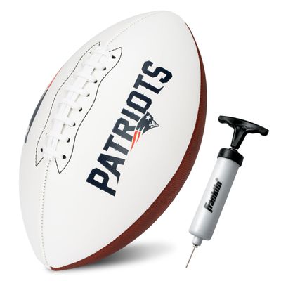 Franklin Sports NFL New England Patriots Autograph Football - Official Size White Panel Souvenir Football for Autographs + Signatures - NFL Team Fan Shop Memorabilia Ball for Display