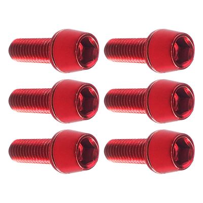 6X Bike Stem Screws Bolts, Bicycle Stem Bolts, Bike Stem Replacement Screws, Premium Bicycle Disc Brake Screw, for Mountain Bike Cycling, Red