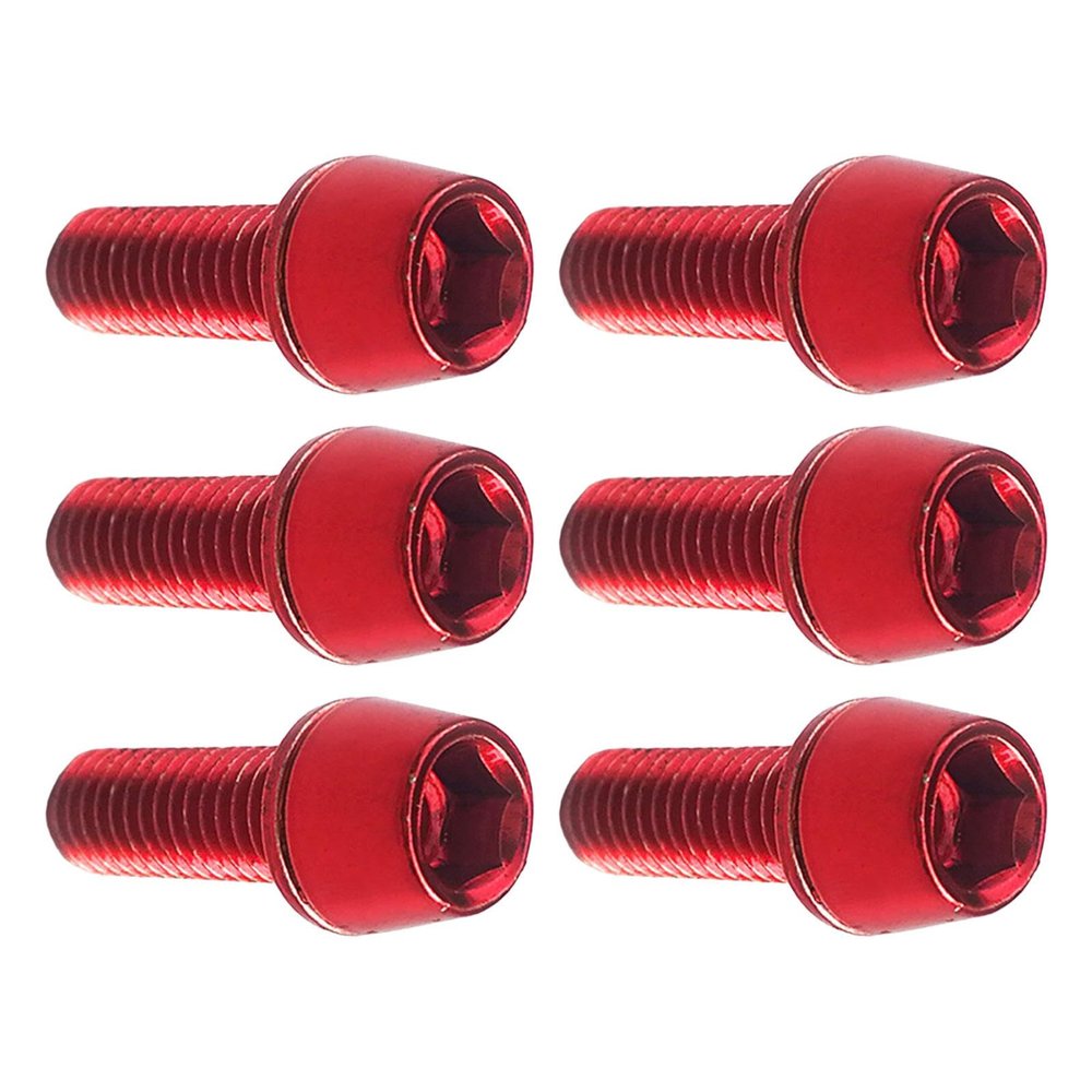 6X Bike Stem Screws Bolts, Bicycle Stem Bolts, Bike Stem Replacement Screws, Premium Bicycle Disc Brake Screw, for Mountain Bike Cycling, Red