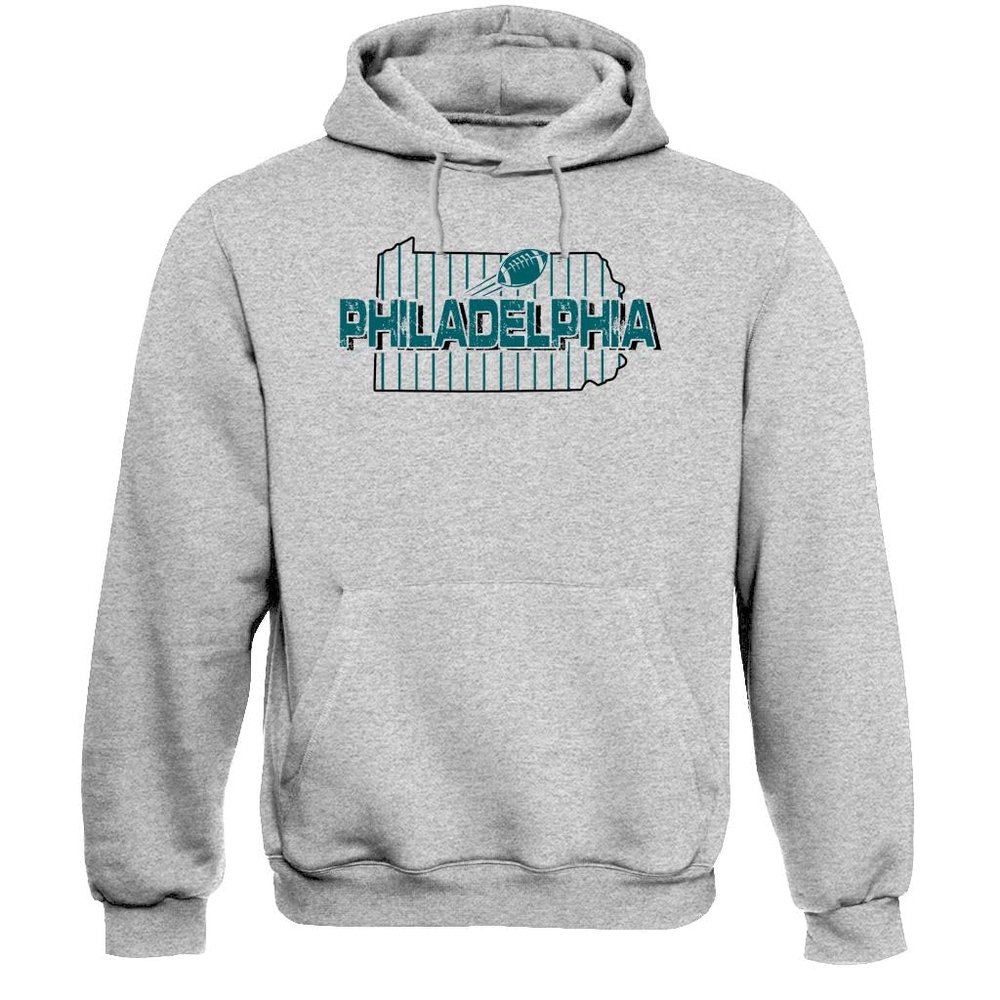 Xtreme Apparrel Football Field Map Men's Sweatshirt Hoodie for Philadelphia Fans (Sport Grey, M)