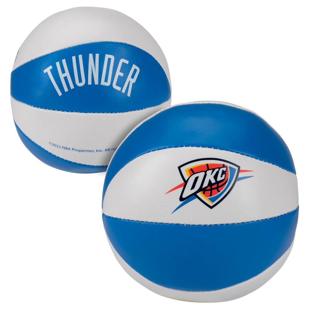 Franklin Sports NBA Oklahoma City Thunder Toy Basketballs - 2 Pack of Kids Soft Mini Basketballs for Over The Door + Indoor Hoops - NBA Fan Shop Kids Soft Toy Balls - (2) Mini Balls Included