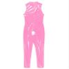 ACSUSS Sexy Women Open Bust Bodysuit Open Crotch PVC Latex Catsuit Tight Fitting Jumpsuits Club Wear Pink Small view 4