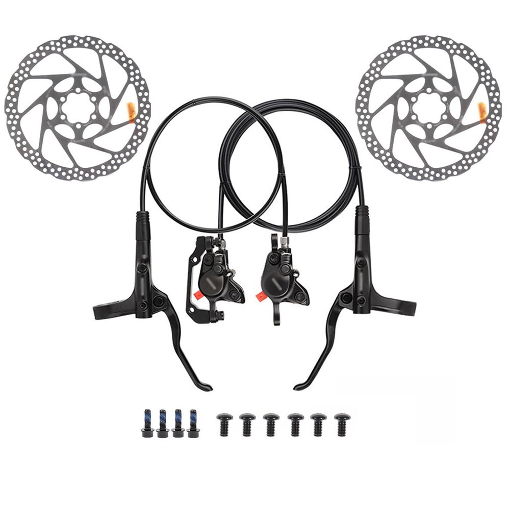 Mountain Bike Hydraulic Disc Brake Set Aluminum Alloy Material Dual-Piston Oil Brake (with Hose 800mm Front /1400mm Rear & Brake Pads & 160/180mm Stainless Steel Rotors) ( Color : L front R rear , Siz