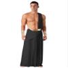 JEYPINMI Men's Ancient Greek Cosplay Costume Set Long Skirt with Cuffs Halloween Toga Costume Black Large view 1