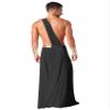 JEYPINMI Men's Ancient Greek Cosplay Costume Set Long Skirt with Cuffs Halloween Toga Costume Black Large view 2