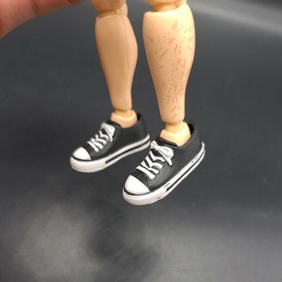 ximitoy 3cm Long 1/12 Scale Soldier Accessories SHF Hollow Canvas Shoes F 6" Male (Black+White)