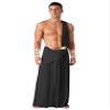 Hularka Men's Toga Costume Greek Rome Theme Party Cosplay Fancy Dress One Shoulder Strap Role Play Outfits Long_Black Medium view 1