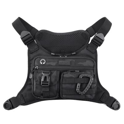 DEYACE Chest Bag For Men, Tactical Inspired Sports Utility Chest Pack, EDC Pouch Bag With Built-In Phone Holder for Workouts, Running, Cycling, Black