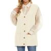Hyipels Women's Sweater Vest,Sleevelsee Cardigan Button Cable Loose Long V Neck Pockets Knit Outwear Top S~XL view 1