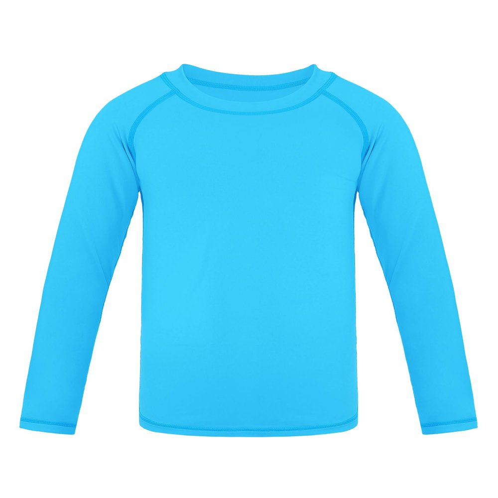 Auranso Boys Rash Guard Swim Shirt UPF 50+ Long Sleeve Sun Protection Quick Dry Shirt Blue 8-9Years