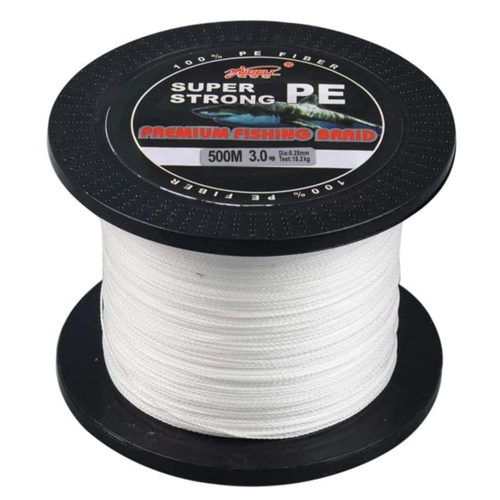 Braided Fishing Line 12 Strand, PE Braided Fishing Line 109/547/1093Yds High Abrasion Resistance, Zero Stretch, Heavy Duty, Super Durable, Extra Visibility,White-39LB(17.7kg)/0.20mm-1093yds