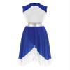 JanJean Lyrical Dance Dress for Women Color Block Chiffon Patchwork Performance Costume Praise Dress Tunic Royal Small view 1