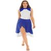 JanJean Lyrical Dance Dress for Women Color Block Chiffon Patchwork Performance Costume Praise Dress Tunic Royal Small view 2