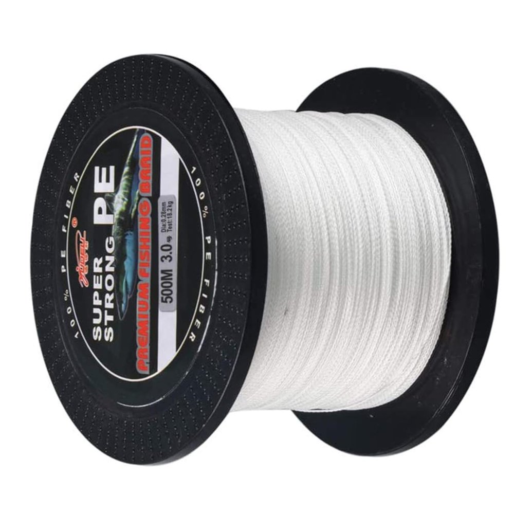 Braid Fishing Line 12 Strands - Braided Fish Line 100-1000m 109-1093 Yards, Power PE Fishing Wire Abrasion Resistant, Zero Stretch, High Sensitivity, Smaller Diameter,White-33LB/0.16mm-547yds
