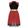 YOOJOO Women Praise Dance Dress Color Block Sleeveless Asymmetrical Hem Leotard Lyrical Contemporary Dress Dancewear Red&Black Large view 3