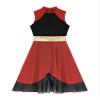 YOOJOO Women Praise Dance Dress Color Block Sleeveless Asymmetrical Hem Leotard Lyrical Contemporary Dress Dancewear Red&Black Large view 4