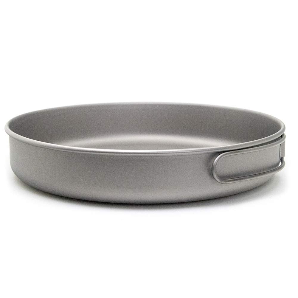 HUIOP frypan, Ultralight Titanium Frypan Outdoor Camping Hiking Picnic Cooking Frying Pan