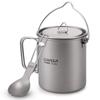 HUIOP Titanium Pot, Lightweight Titanium 750ml Pot with Folding Spork for Outdoor Camping Hiking Backpacking Picnic view 1